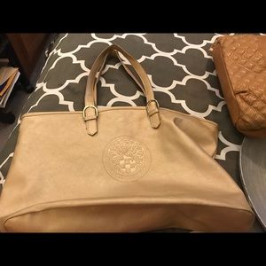 Vince Camuto large brushed gold tote